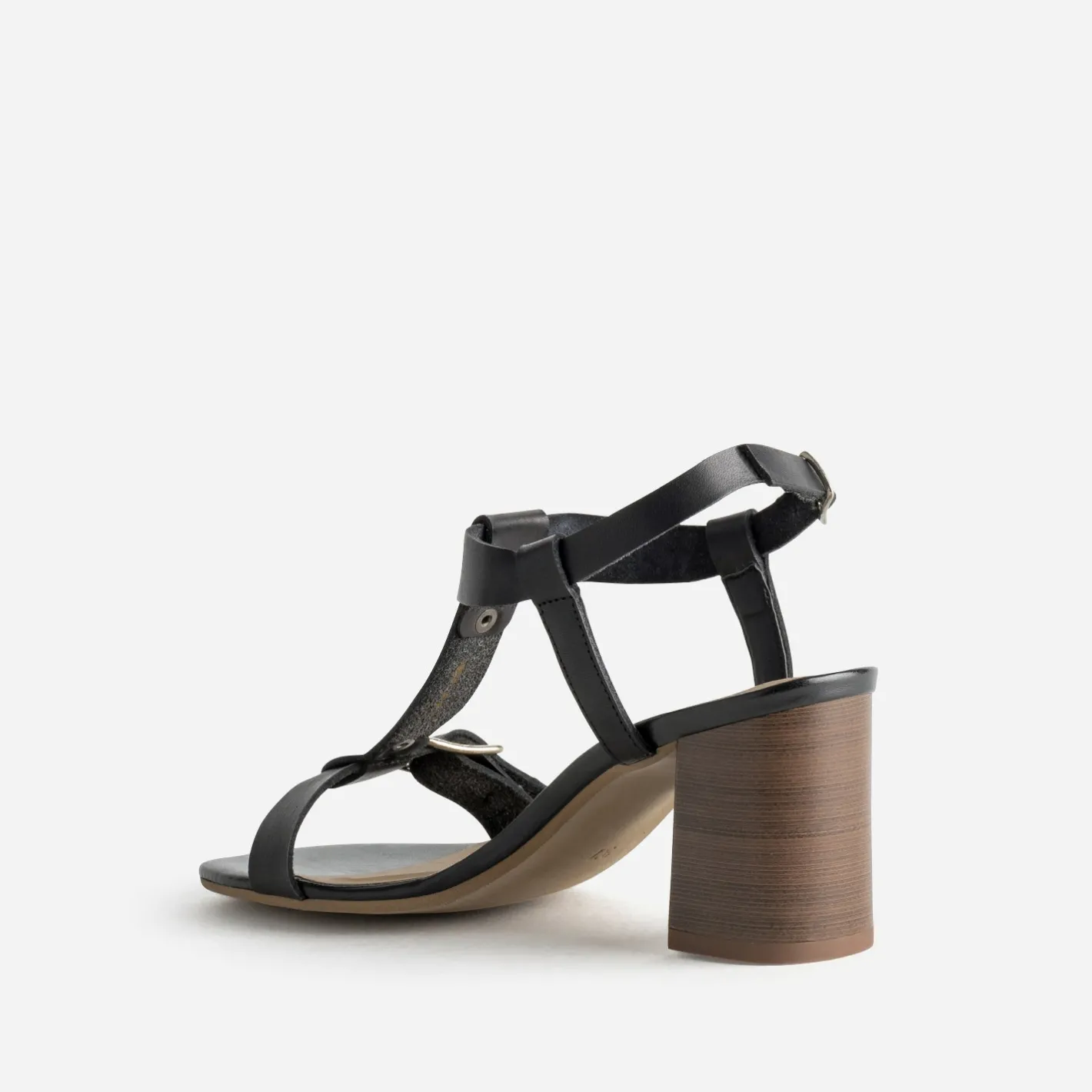Sandale à talon cuir bride en T^Eram Clearance