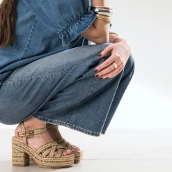Sandale à talon effet raphia^Texto Sale