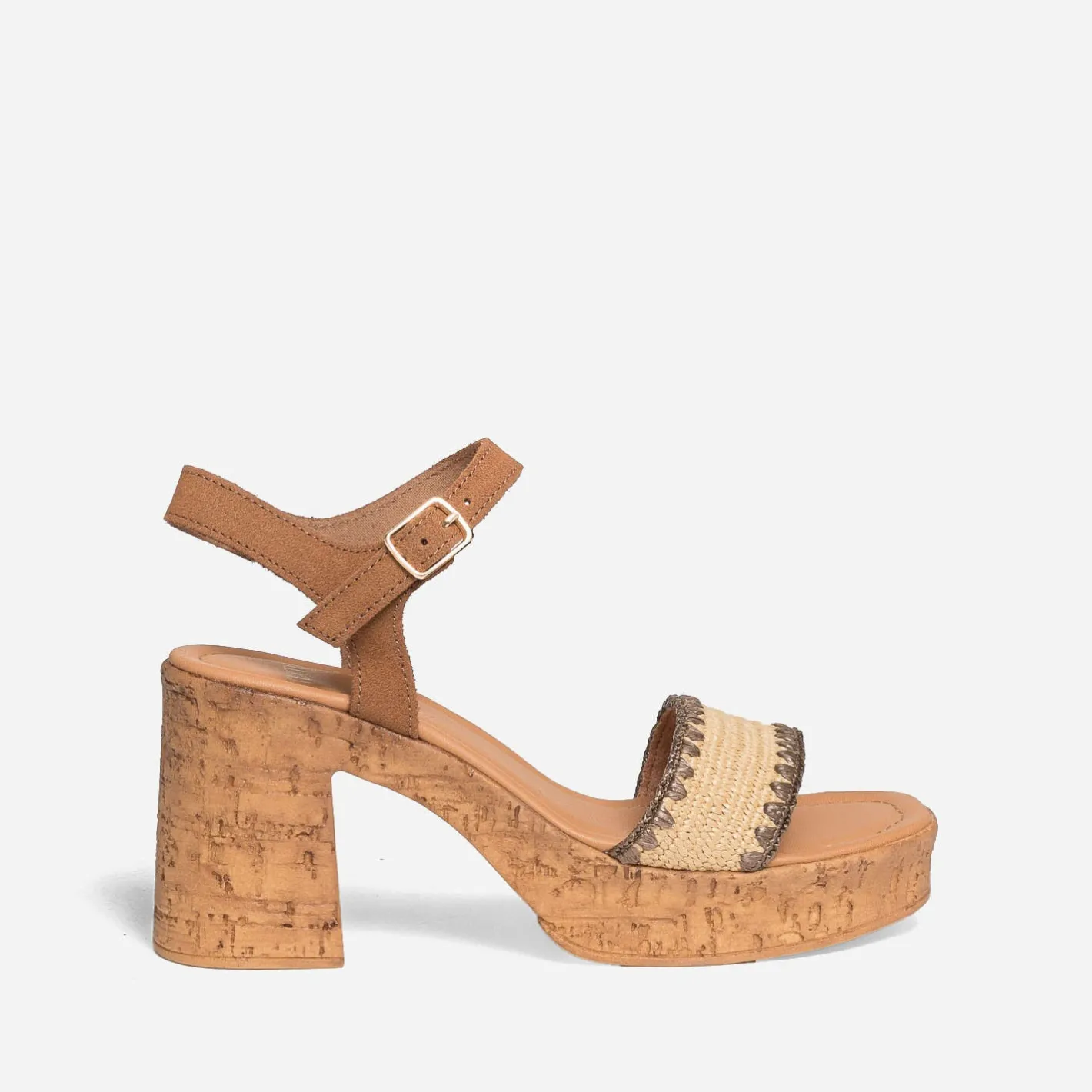 Sandale à talon clair cuir velours^Texto New