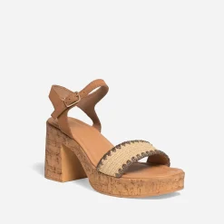 Sandale à talon clair cuir velours^Texto New