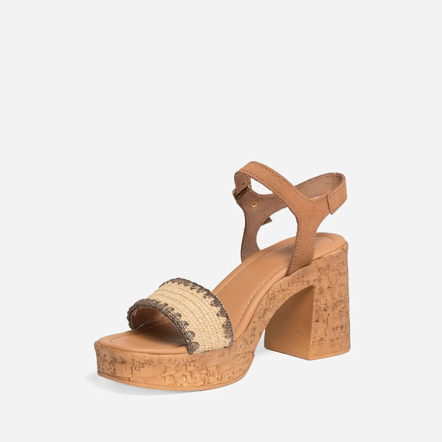 Sandale à talon clair cuir velours^Texto New