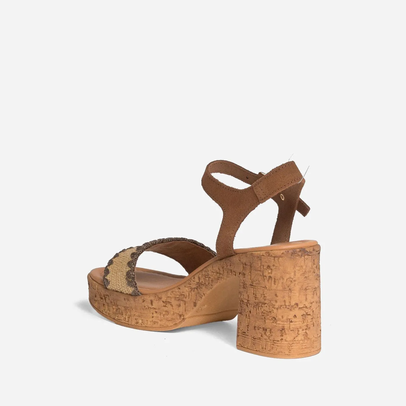 Sandale à talon clair cuir velours^Texto New