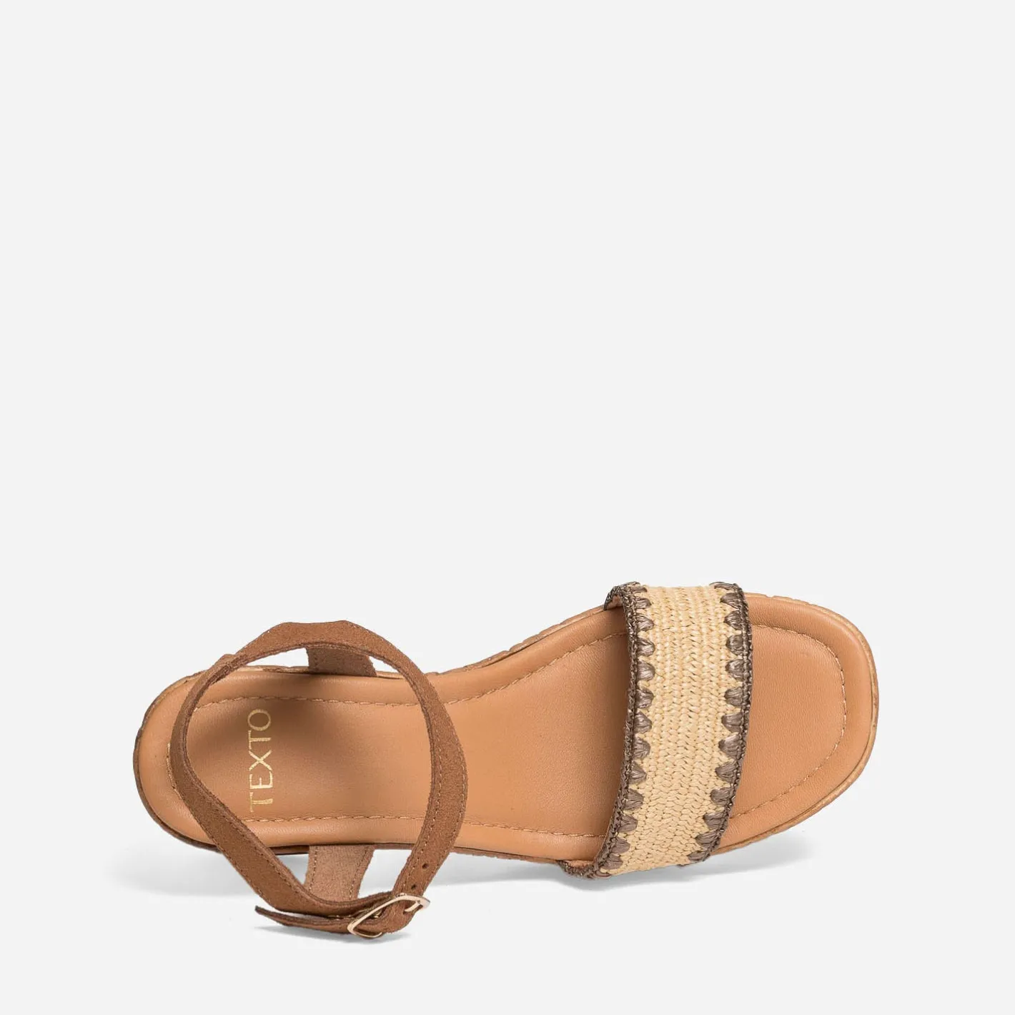Sandale à talon clair cuir velours^Texto New