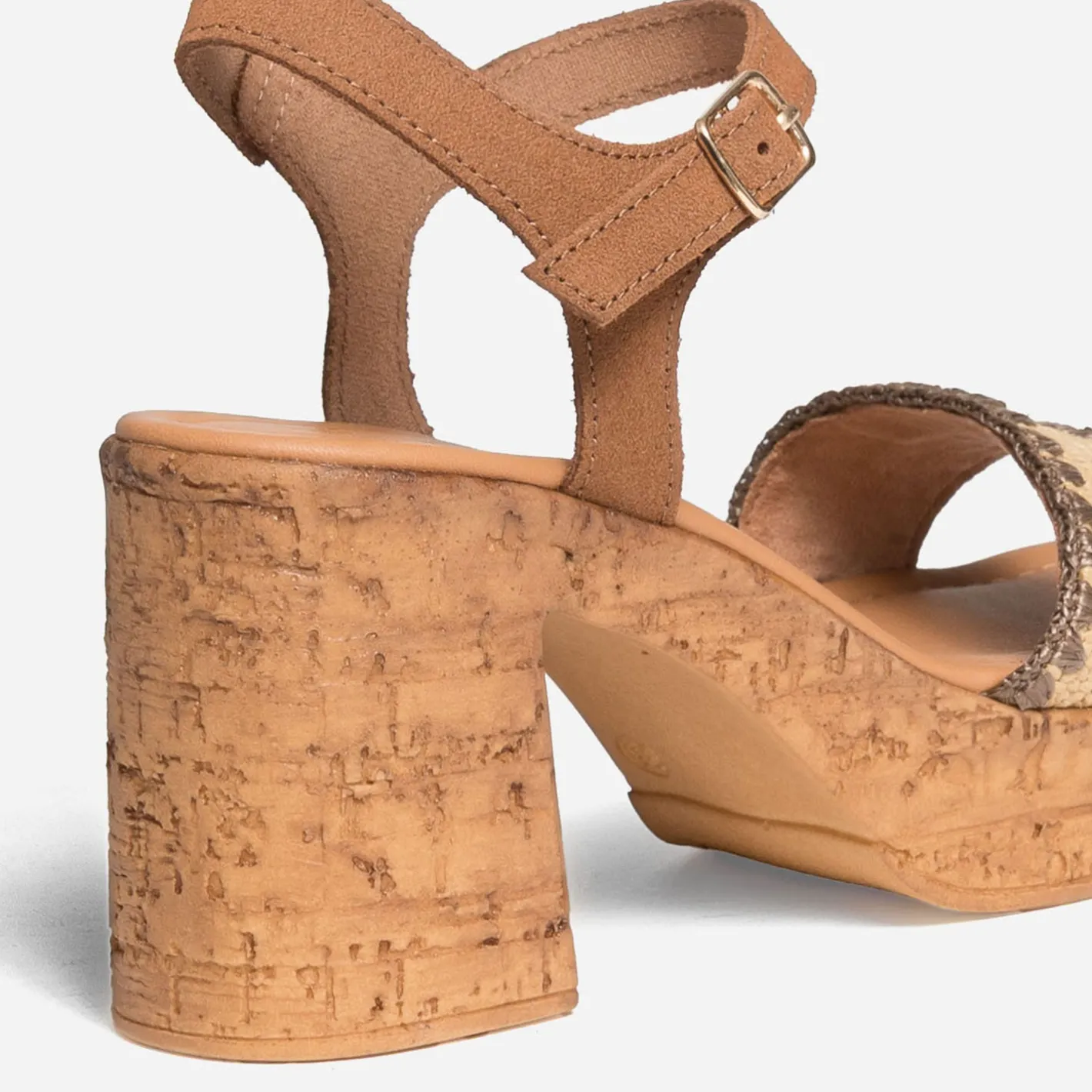 Sandale à talon clair cuir velours^Texto New