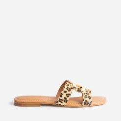 Sandale beige cuir motif léopard et anneau^Eram Hot