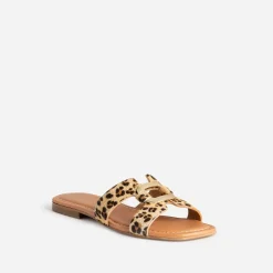 Sandale beige cuir motif léopard et anneau^Eram Hot