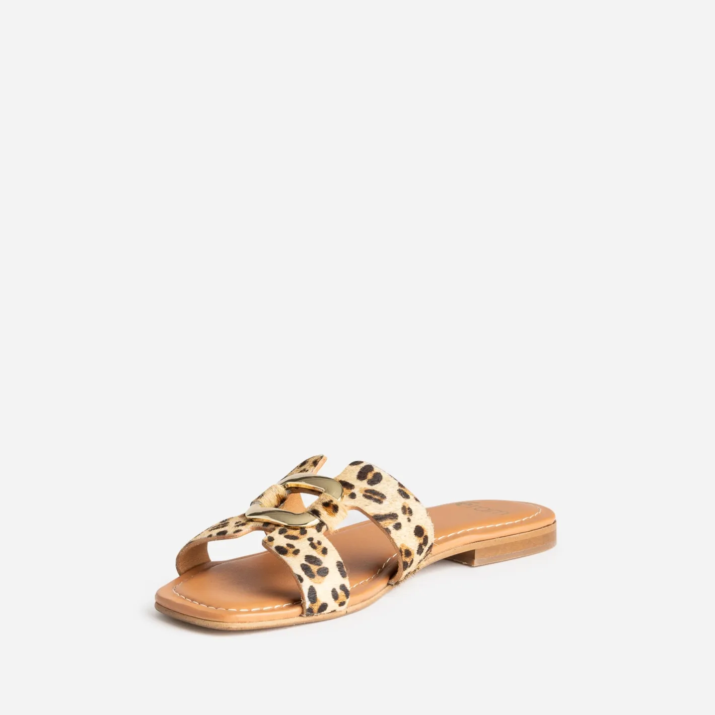 Sandale beige cuir motif léopard et anneau^Eram Hot