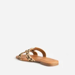 Sandale beige cuir motif léopard et anneau^Eram Hot