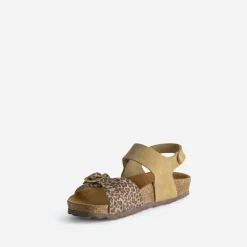 Sandale beige cuir velours effet léopard^Buggy Online