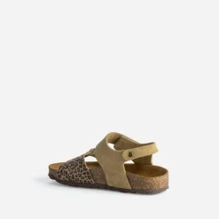 Sandale beige cuir velours effet léopard^Buggy Online