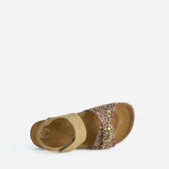 Sandale beige cuir velours effet léopard^Buggy Online