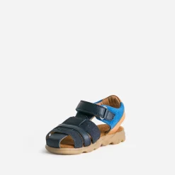 Sandale , bleue, camel cuir^Buggy New