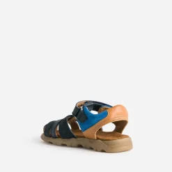 Sandale , bleue, camel cuir^Buggy New