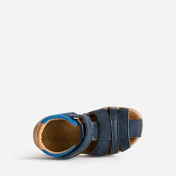 Sandale , bleue, camel cuir^Buggy New