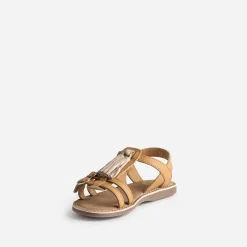 Sandale marron cuir pampilles amovibles^Buggy Online