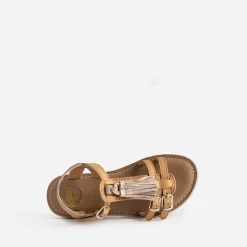 Sandale marron cuir pampilles amovibles^Buggy Online