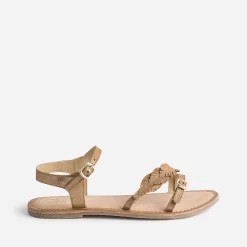 Sandale marron en cuir velours avec feuilles^Buggy Discount