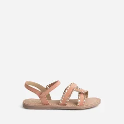 Sandale saumon et dorée en cuir velours^Buggy Clearance