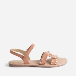 Sandale saumon et dorée en cuir velours^Buggy Online