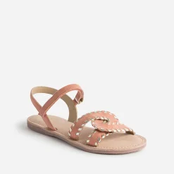 Sandale saumon et dorée en cuir velours^Buggy Online