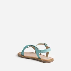 Sandale turquoise en cuir velours avec plumes^Buggy Outlet