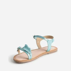 Sandale turquoise en cuir velours avec plumes^Buggy Discount