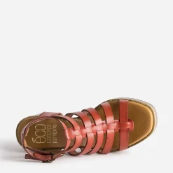 Sandale cage brique en cuir^Texto Clearance