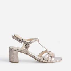 Sandale beige en cuir velours effet python dé^Caprice Outlet