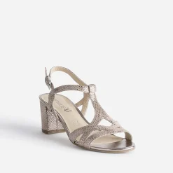 Sandale beige en cuir velours effet python dé^Caprice Outlet