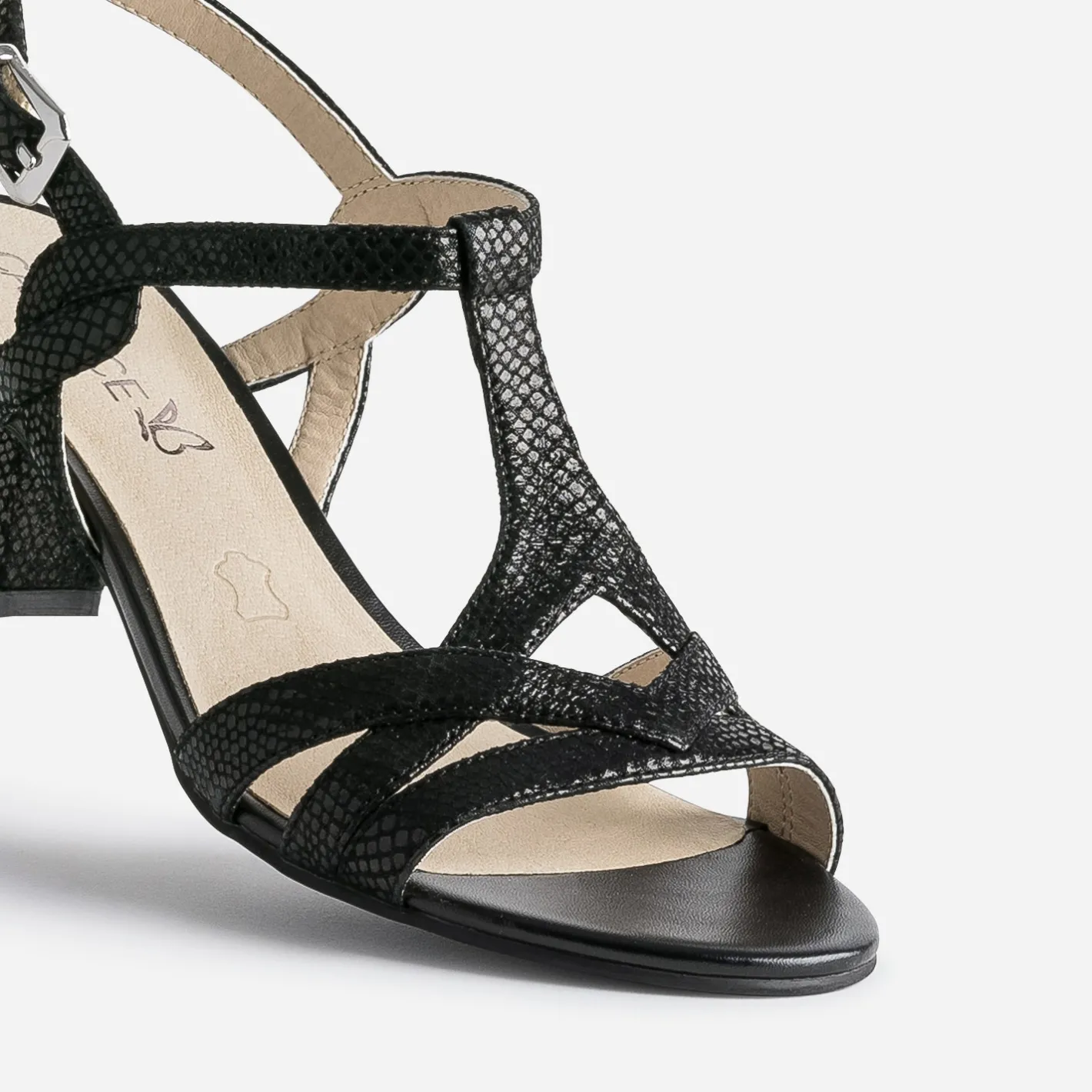 Sandale e en cuir velours effet python^Caprice Outlet