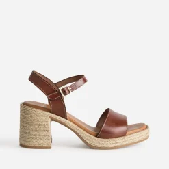 Sandale cuir talon effet corde^Eram Sale