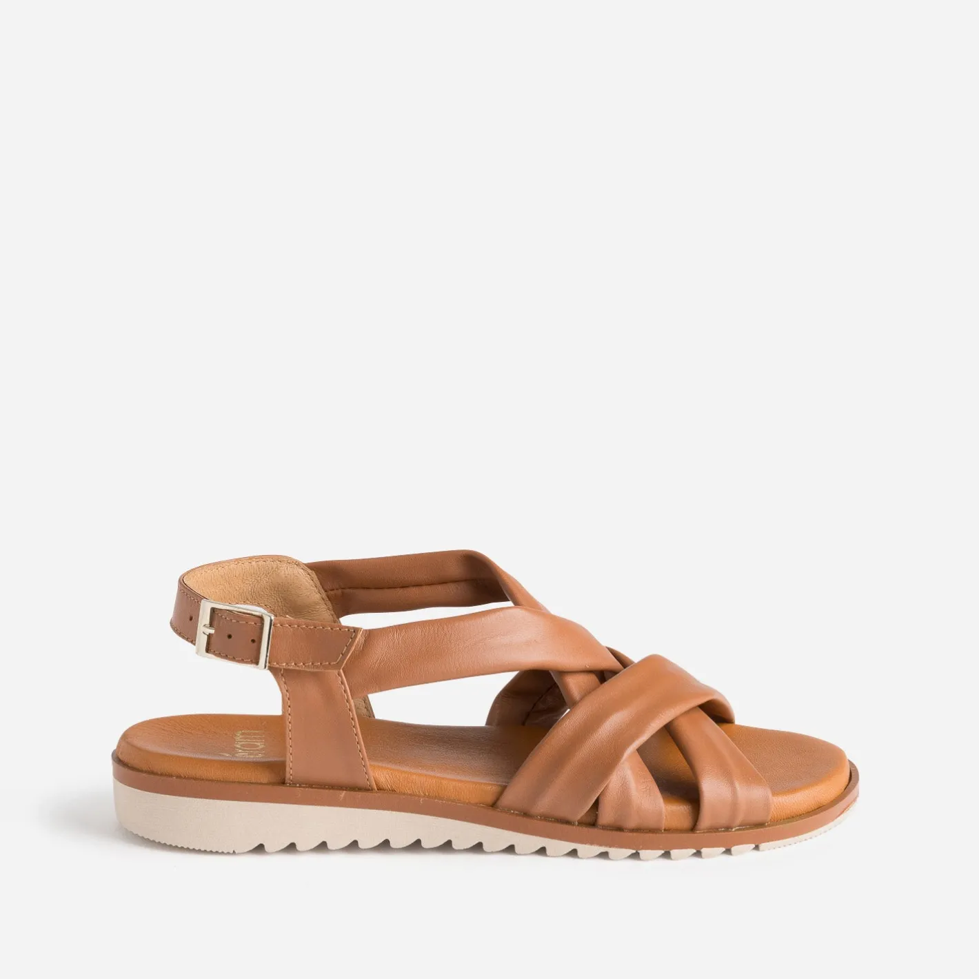Sandale cognac en cuir souple éco-conçu^Eram Outlet