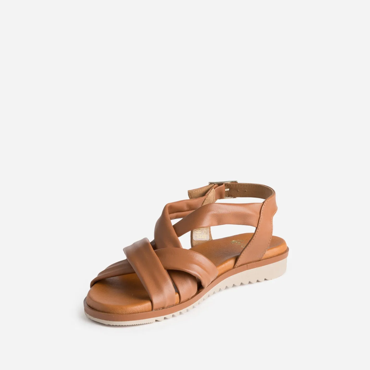 Sandale cognac en cuir souple éco-conçu^Eram Outlet