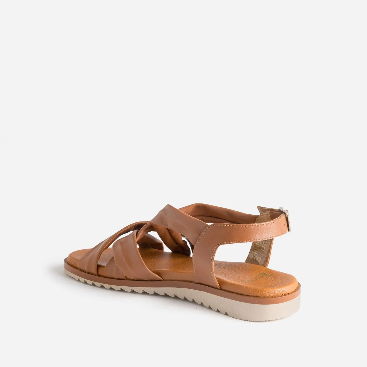 Sandale cognac en cuir souple éco-conçu^Eram Outlet