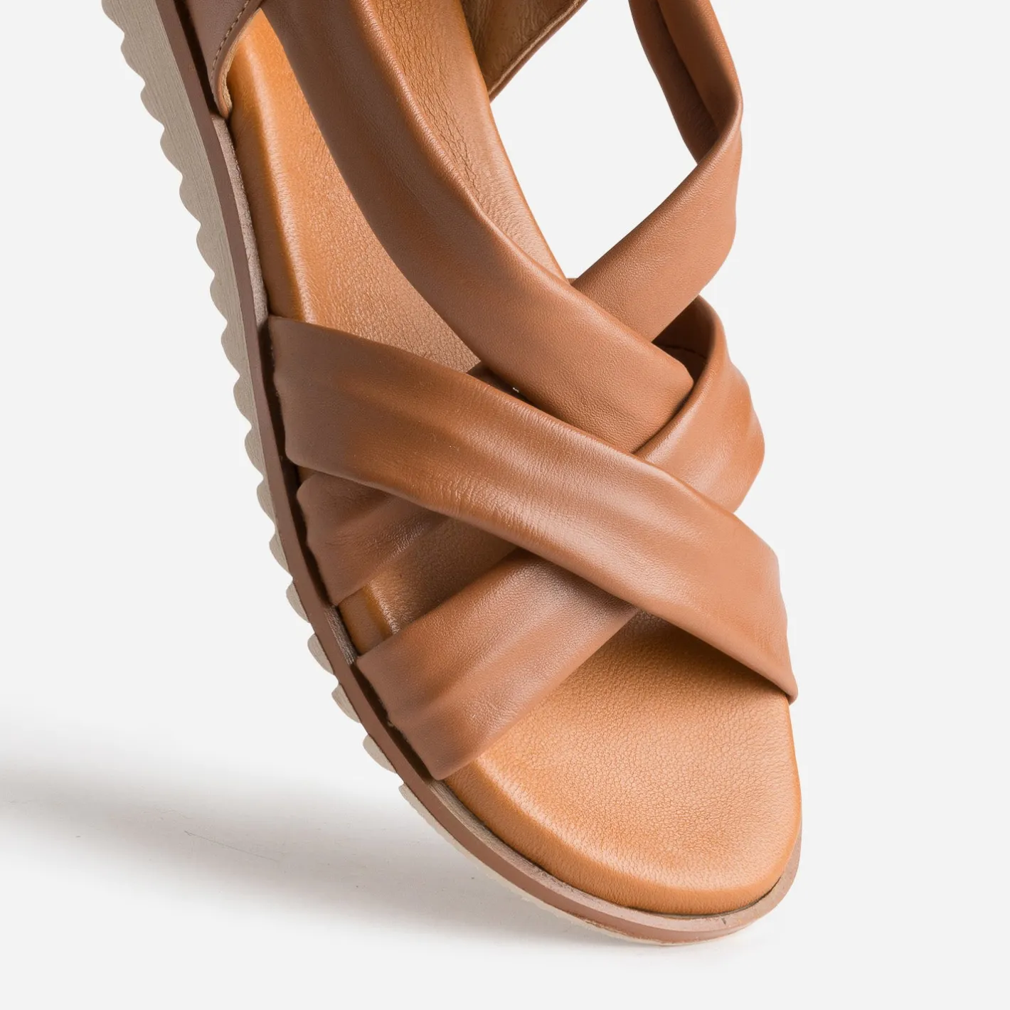 Sandale cognac en cuir souple éco-conçu^Eram Outlet