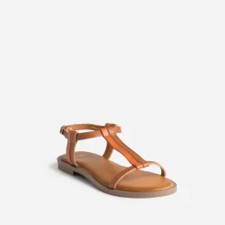 Sandale cognac et en cuir^Eram Discount