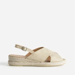 Sandale compensée doré cuir velours^Eram Outlet