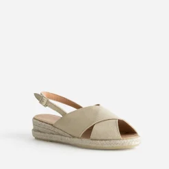 Sandale compensée doré cuir velours^Eram Outlet