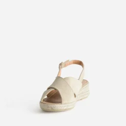 Sandale compensée doré cuir velours^Eram Outlet