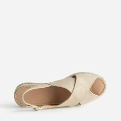 Sandale compensée doré cuir velours^Eram Outlet