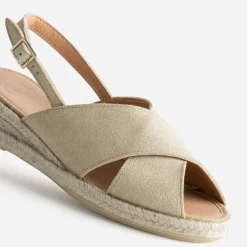 Sandale compensée doré cuir velours^Eram Outlet