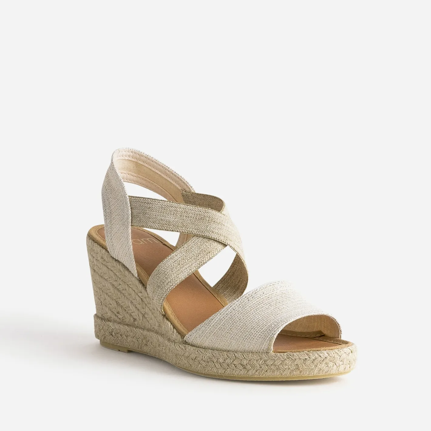 Sandale compensée dorée textile en cuir éco-conçu^Eram Clearance
