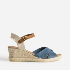 Sandale compensée cuir velours éco-conçu^Eram Discount