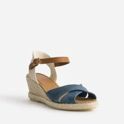 Sandale compensée cuir velours éco-conçu^Eram Discount
