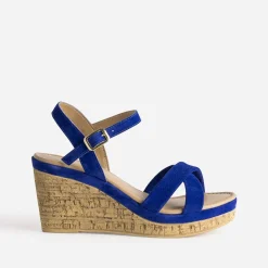 Sandale compensée roi cuir velours^Eram Online
