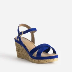 Sandale compensée roi cuir velours^Eram Online