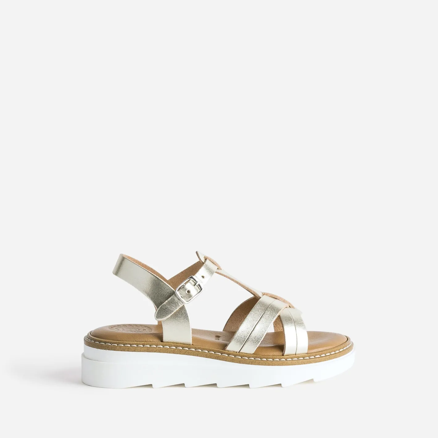 Sandale compensée dée en cuir^Buggy Sale
