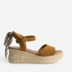 Sandale compensée cuir velours éco-conçu^Eram New