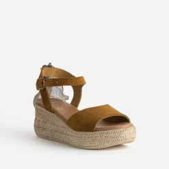 Sandale compensée cuir velours éco-conçu^Eram New
