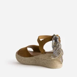 Sandale compensée cuir velours éco-conçu^Eram New